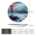 thumbnail image 2 of Picia Lighthouse in a Stormy Sea Pattern Bone China Decorative Plate – Wall Decor with Stand and Adhesive, Elegant Ornament for Living Room, Office, or Entryway-8in, 2 of 6