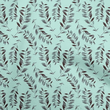 oneOone Polyester Lycra Sky Blue Fabric Leaves Craft Projects Decor Fabric Printed By The Yard 56 Inch Wide