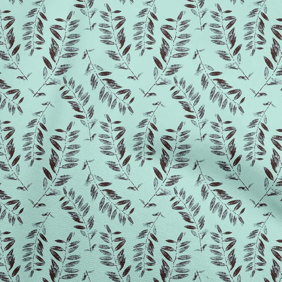oneOone Cotton Flex Sky Blue Fabric Leaves Diy Clothing Quilting Fabric Print Fabric By Yard 40 Inch Wide