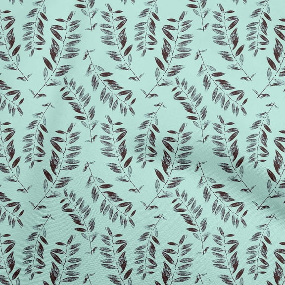 oneOone Cotton Cambric Sky Blue Fabric Leaves Sewing Material Print Fabric By The Yard 56 Inch Wide
