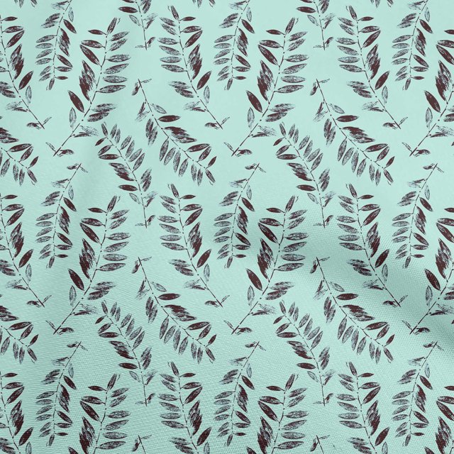 oneOone Cotton Silk Sky Blue Fabric Leaves Sewing Craft Projects Fabric Prints By Yard 42 Inch Wide