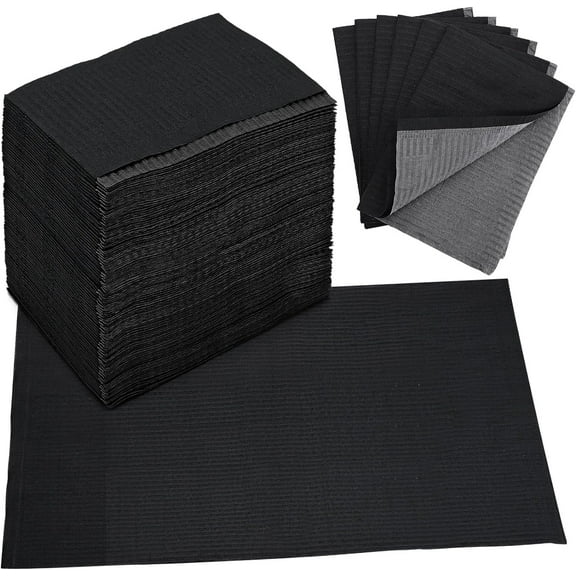 125 Pack Black Dental Bibs,3 Ply Disposable Dental Bibs Sheets Cloths,Waterproof Tattoo Bib Table Covers for Tattoo Table Dentist Salon Tray Dental Tray Covers,Patient Bibs 13"x 18"