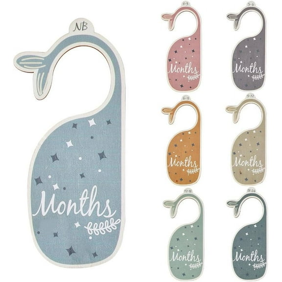 8Pcs Wooden Baby Wardrobe Dividers Whale Nursery Decor from Newborn to 24 Month Hanger Seperaters Baby Closet Organizers Nursery Infant Wardrobe Hangers Divider for Newborn Shower