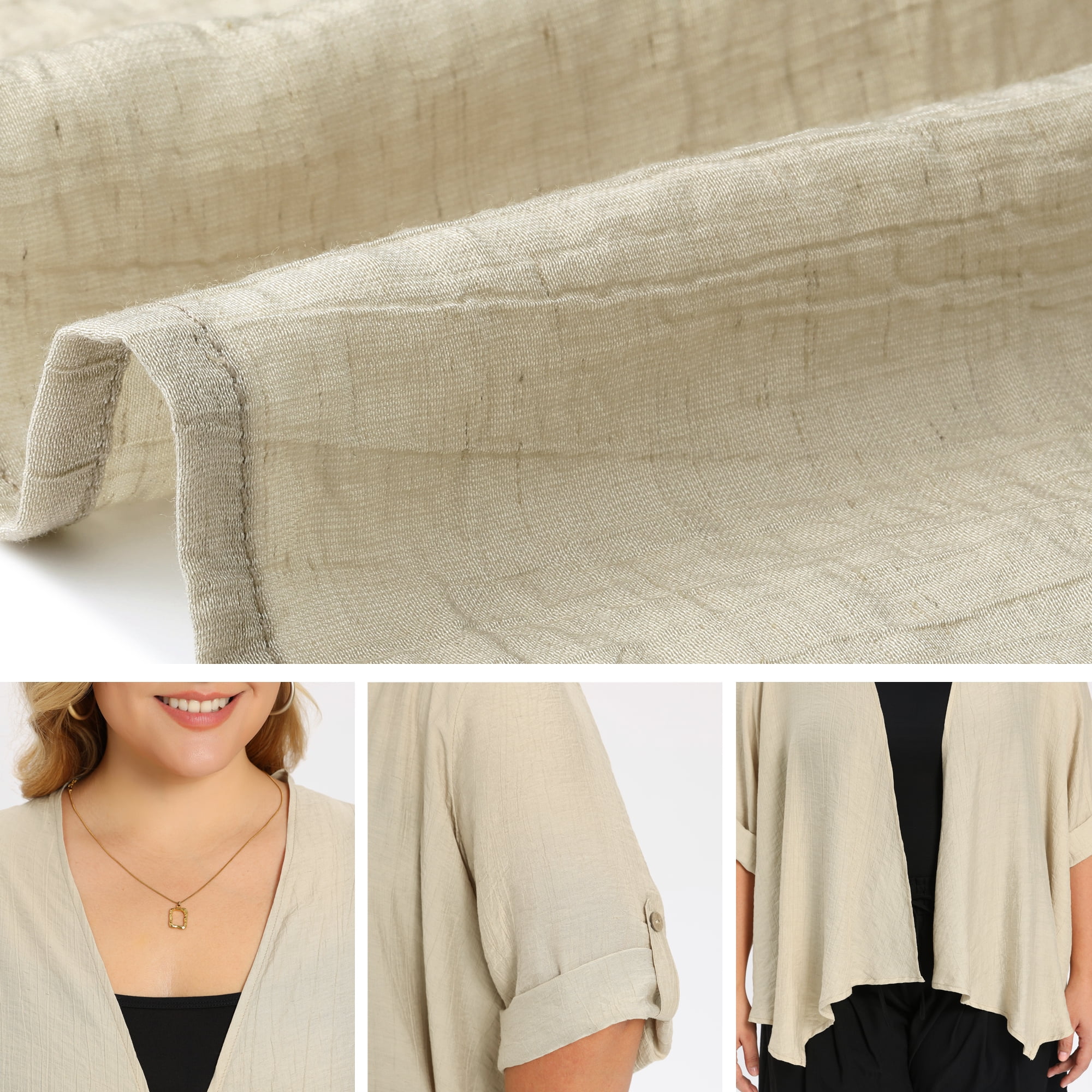 DARING DIVA Women's Plus Shrug 3/4 Sleeve Open Front Cardigans 2X Apricot