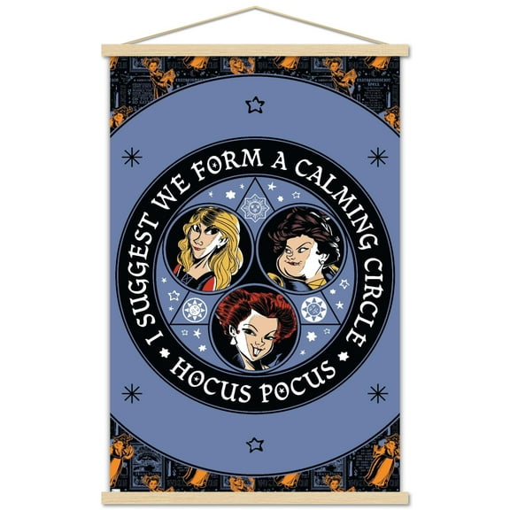 Disney Hocus Pocus - Calming Circle Wall Poster with Wooden Magnetic Frame, 22.375" x 34"