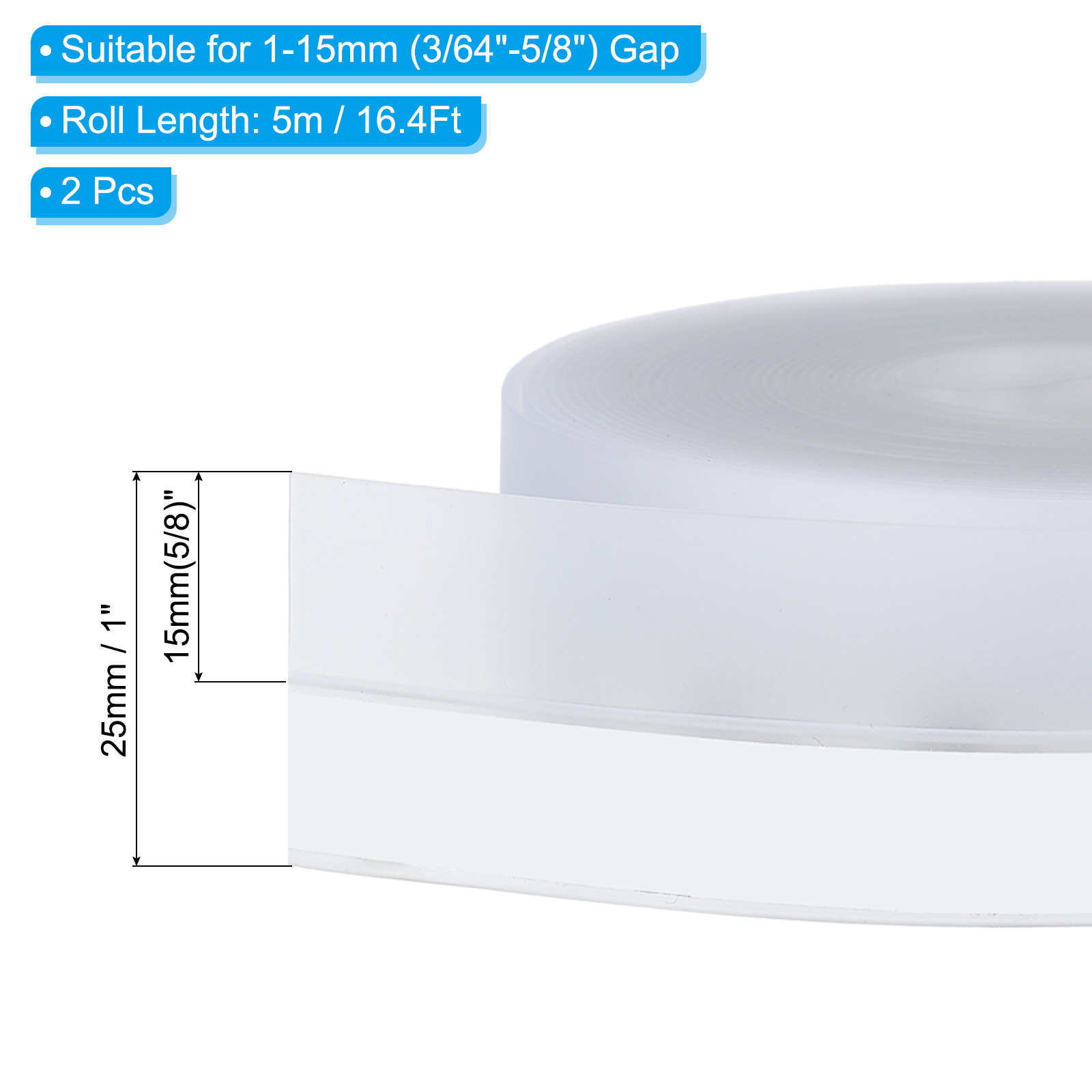 Unique Bargains Silicone Self-Adhesive Dustproof Weather Stripping 5m x 25mm x 0.8mm