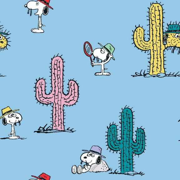 Snoopy And Cacti 68131 Blue Springs Creative 100% Cotton Fabric By The Yard