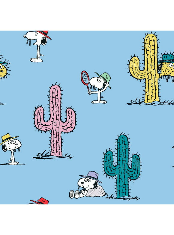 Snoopy And Cacti 68131 Blue Springs Creative 100% Cotton Fabric By The Yard