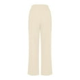 thumbnail image 4 of aidice Cotton Linen Pants for Women Straight Leg Drawstring Elastic Waist Pants Baggy Comfy Summer Daily Pants, 4 of 7