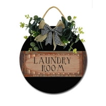 Laundry Room Rustic Wood Sign Plaque (12"x 12"), Wooden Wall Door Sign with Rope, Vintage Wooden Laundry Room Hanging Sign Decor for Laundry Room Wash House Farmhouse