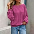 thumbnail image 6 of Fall Sweaters Loose Solid Color Round Neck Long Sleeved T-shirt Loose Casual Top Fall Outfits Fashion Clothes, 6 of 9