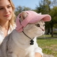 thumbnail image 4 of Linnome Dog Hat Corduroy Pet Cap Adjustable Baseball Hat for Small Dogs Cats Summer Sun Protection Breathable Size S Pink, 4 of 6
