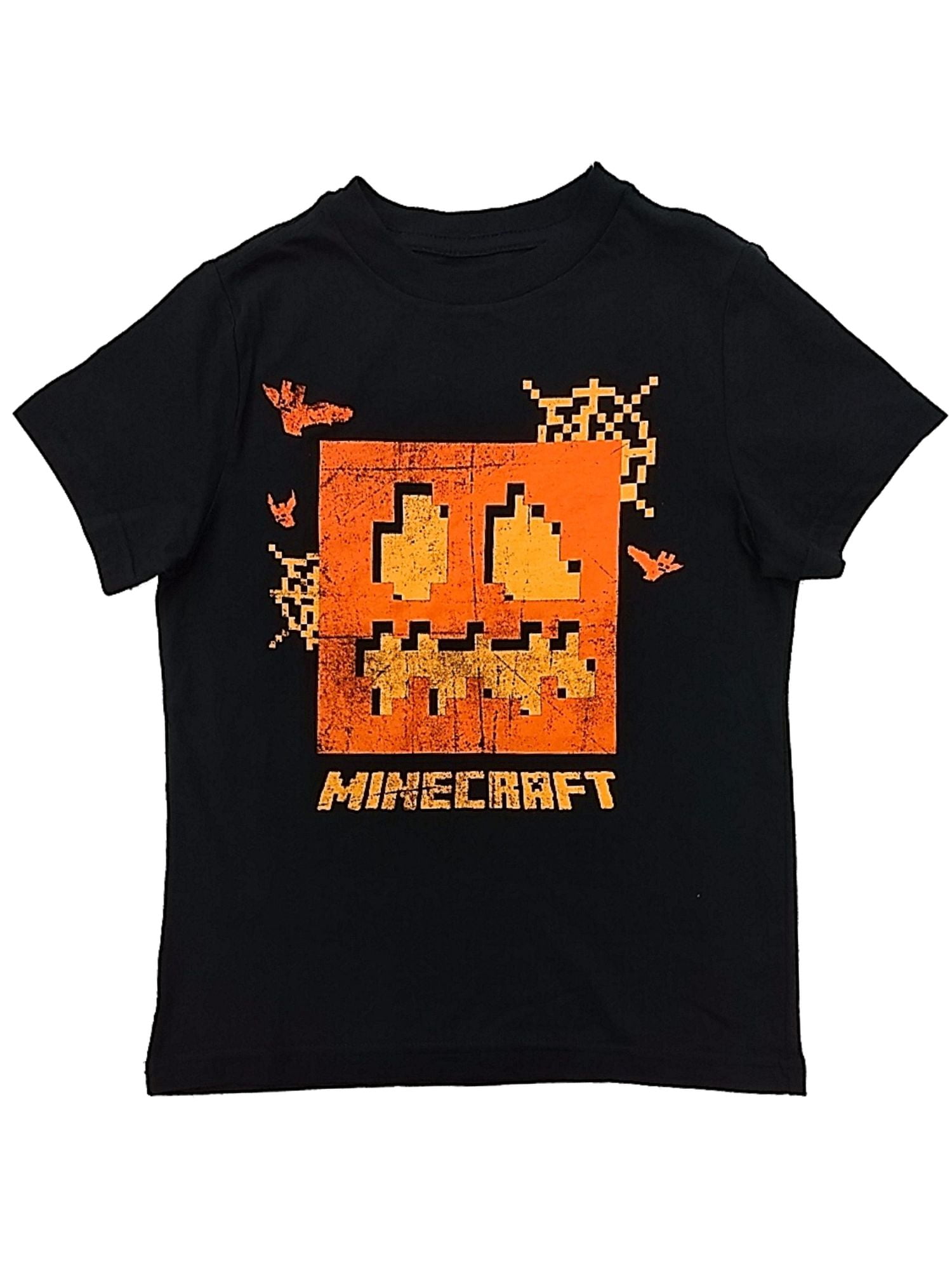 Boys Black Minecraft Halloween T-Shirt Bat Pixel Tee Shirt Medium ...