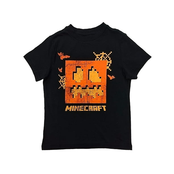 Boys Black Minecraft Halloween TShirt Bat Pixel Tee Shirt