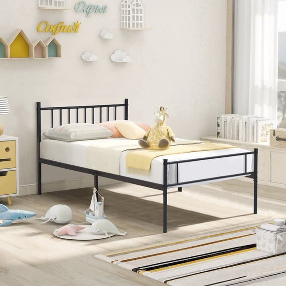 Cama Individual de Metal, Color Negro (Sin Colchón, 197*99cm)