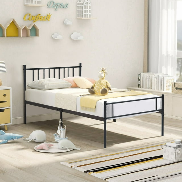 Metal single bed (excluding mattress, 197*99 cm),Negro,Cama Individual