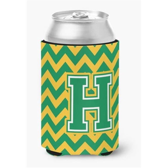 Letter H Chevron Green & Gold Can or Bottle Hugger