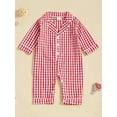 thumbnail image 2 of aturustex Baby Classic Plaid Loungewear for Toddler Girls Boys Pajamas Rompers 0 3M 6M 12M 18M 24M Infant Turn Down Collar Jumpsuits Long Sleeve BodysCute Daily Spring Fall Sleepwear Outfits, 2 of 7