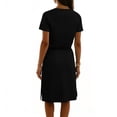 thumbnail image 5 of Women's Casual Short Sleeve T Shirt Dress Drawstring Elastic Waist Knee Length Crew Neck Straight Fit Jersey Dress with Pockets Lightweight Athletic Sporty Sun Dress, 5 of 6