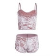 thumbnail image 4 of Aunavey Women's Velvet 2 Piece Outfit Spaghetti Strap Sleeveless Crop Top+ Shorts Set, 4 of 6