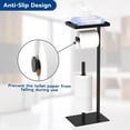 thumbnail image 4 of NIFFGAFF Toilet Paper Holder Stand with Top Storage Shelf, Black Toilet Paper Roll Holder Free Standing, Floor Standing Toilet Roll Dispenser Storages 4 Reserve Rolls, 4 of 7