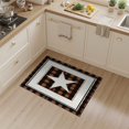 thumbnail image 2 of ODIKA 3'x5' Washable Area Rug Non-Slip, Flatweave, Easy Care Door Retro Plaid Border Panel Farmhouse Motif Vintage Plank Frame for Hallway, Laundry Room, 2 of 7