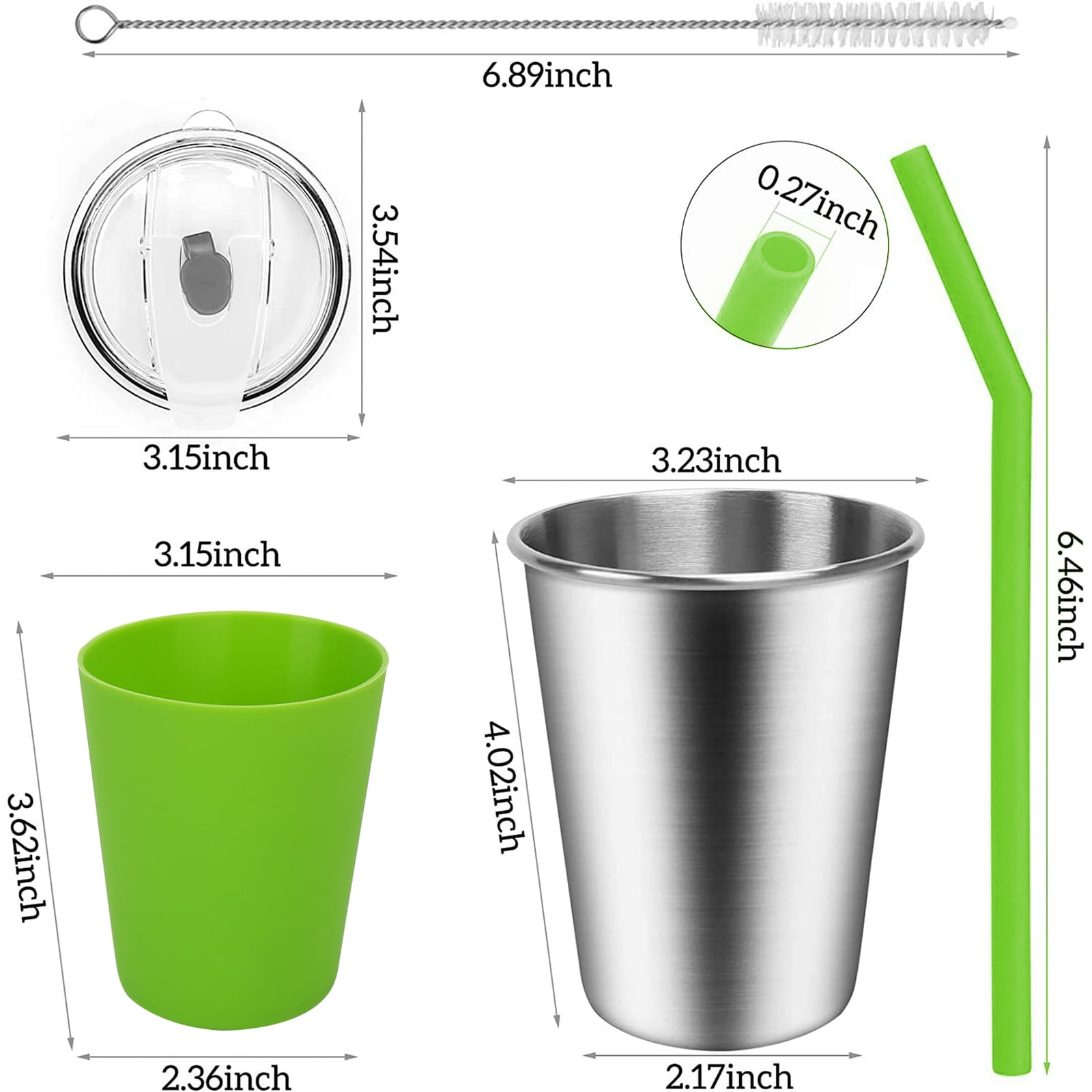 SSAWcasa 12oz Kids Cups, 6Pcs Spill-Proof Toddler Straw Cups with Slicone Sleeves, Stainless Steel Kids Sippy Cups with Straws and Lids, Unbreakable Tumblers for Cold & Hot Drinks