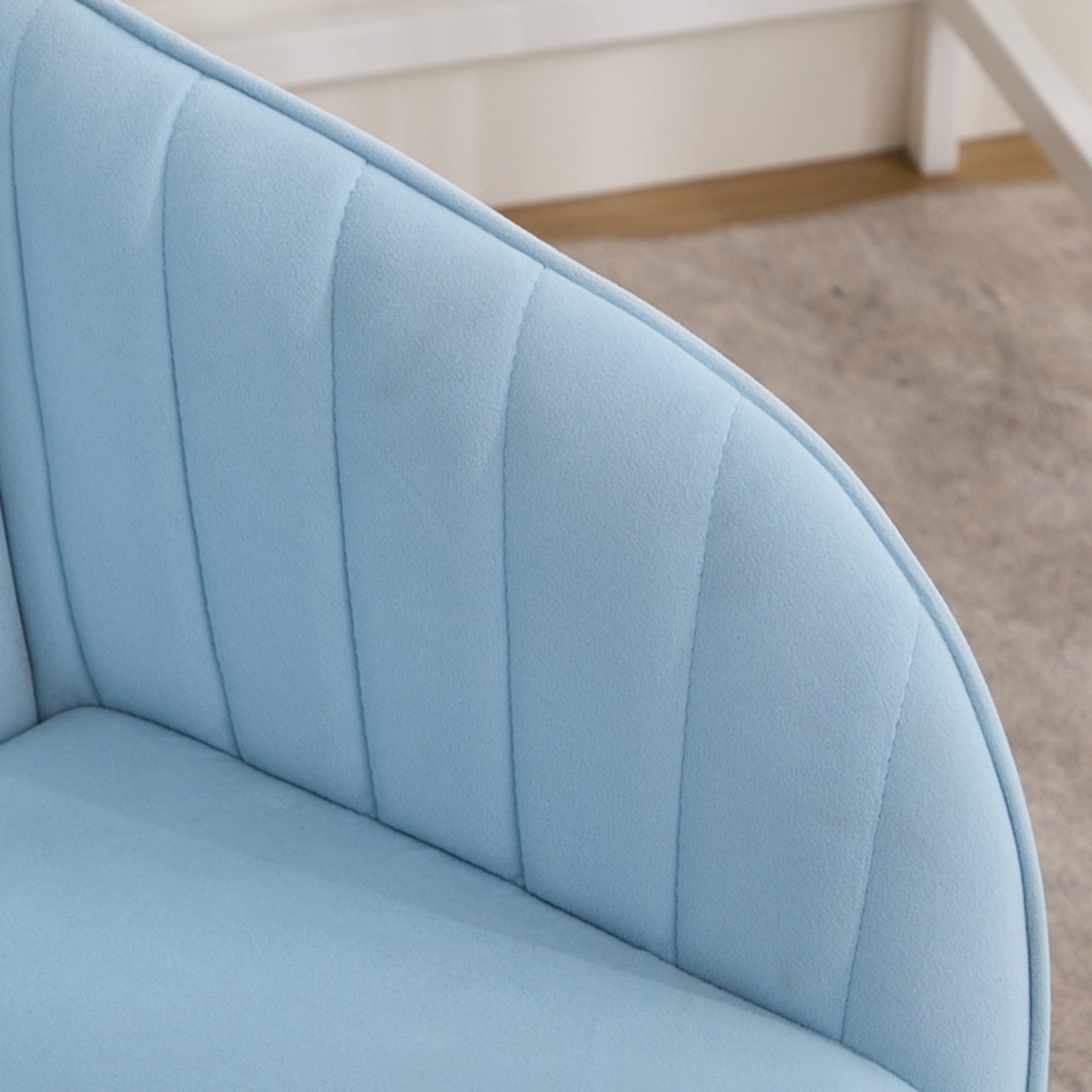 Modern Office Chair,Adjustable Arm Chair Computer Chair with Wheels,Swivel Vanity Chair for Living Room,Blue