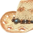 thumbnail image 3 of Sombrero de vaquero de paja, sombreros vagueros vintage moldeables, sombreros de vaquera para mujeres y hombres Beige, 3 of 4