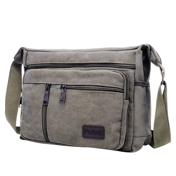 AOMRCOL Men Large Vintage Crossbody Canvas Messenger Shoulder Bag Hiking Military Travel Satchel Mens Messenger Bag