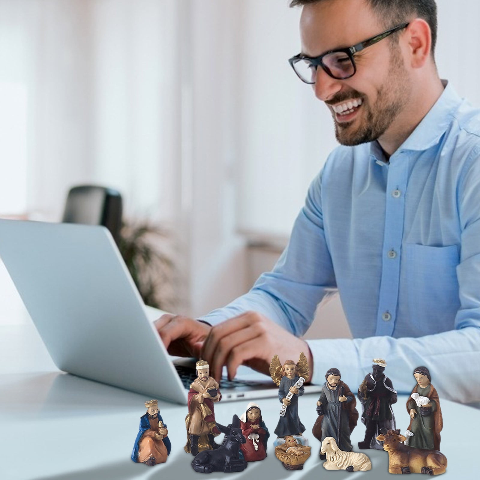 Dengmore Nativity Scene Nativity Sets For Christmas Indoor Black Metal Nativity Set With Wood Base People Nativity Set Tree Nativity For Christmas Table Decoration
