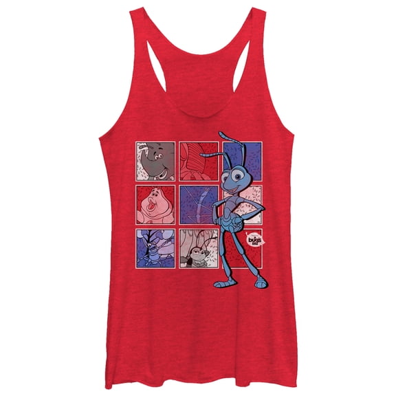 Women's A Bug's Life Character Bingo  Racerback Tank Top Red Heather Medium