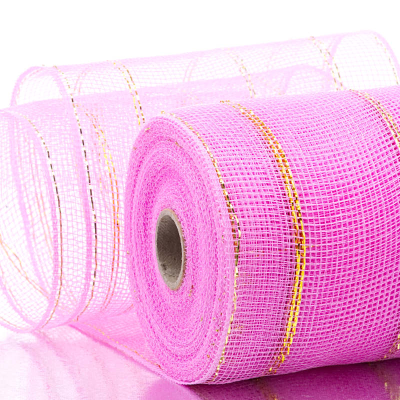6" X 20 Yards Light Pink Deco Mesh W/Thin Metallic Strps by Paper Mart