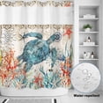 thumbnail image 2 of No Hook Shower Curtain, Sea Turtle Coastal Shower Curtains for Bathroom with See Through Top Window, Vintage Beach Coral Starfish Nautical Waterproof & Washable Bath Curtain Long 72"x78", 2 of 9