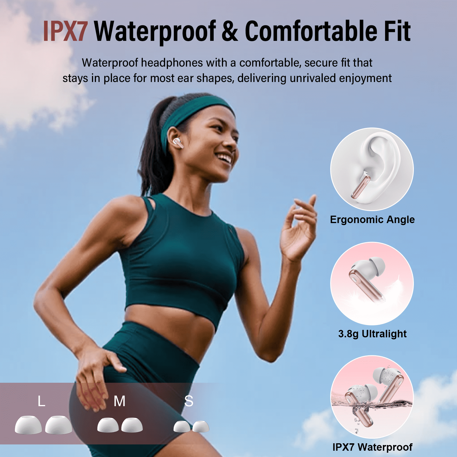 Touch Screen Wireless Earbuds, Bluetooth 5.4 Ear Buds with Multifunctional with ENC Noise Cancelling MicClear Calls Earphones, 48H Bass Stereo Headphones, IP7 Waterproof Headphones for Workout