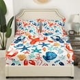 thumbnail image 3 of Erosebridal Colorful Starfish Twin Sheet Sets, Red Lobster Bedding Twin Size, Marine Seashell Reversible Bed Sheets Twin, Microfiber Bedroom Decoration, 3pcs, 3 of 7