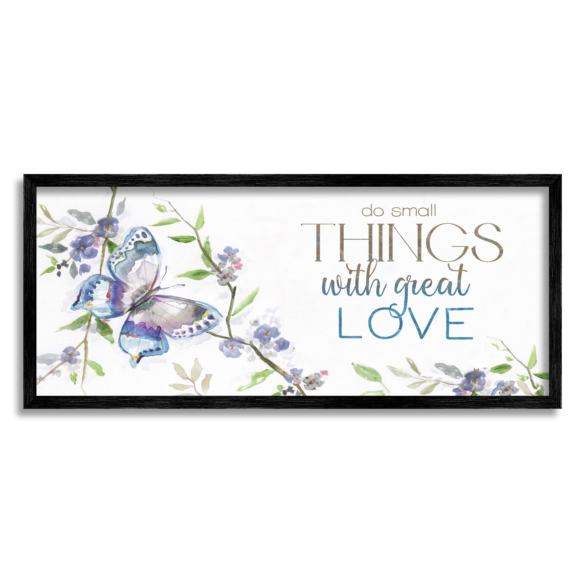 Stupell Industries Do Things with Love Leaf Flower Branches Butterfly,30 x 13, Design by Nan