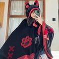 thumbnail image 6 of Anime Wearable Blanket Hoodie for Adults Cute Halloween Devil Bat Hooded Blanket Oversized Soft Sherpa Hoodie Women Throw Cloak Wrap with Demon Wings for Women Men Child Student, Free Size,C, 6 of 8