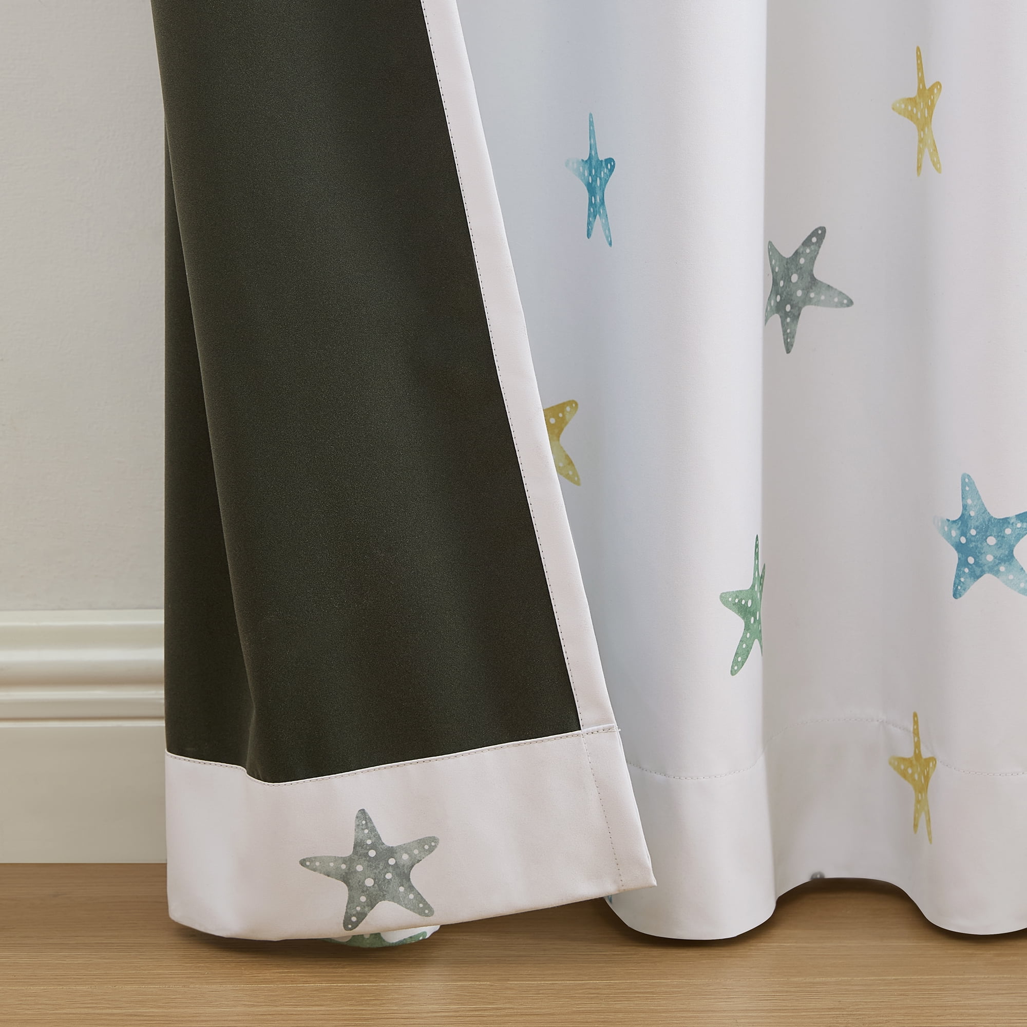 Ecologee Starfish 100% Blackout Rod Pocket Single Indoor Curtain Panel, Cream, 40" W x 84" L