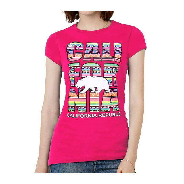 T-Shirt à Manches Courtes Tribal California Republic pour Femmes - Rose Vif - Grand