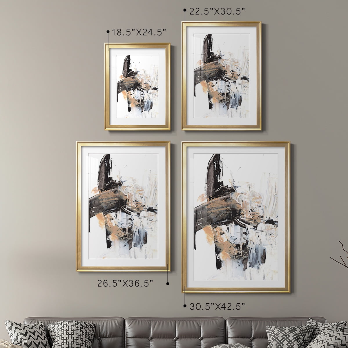 Wexford Home Ruckus I Premium Framed Print, 30.5" x 42.5" - Ready to Hang, Gold (Set of 2)