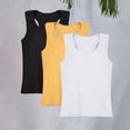 thumbnail image 2 of YunPes 3 Pack Girls Ribbed Tank Tops Crew Neck Sleeveless Shirts Kids Stretch Tight Summer Camisole Undershirts Racerback Tank Tops, 2 of 8
