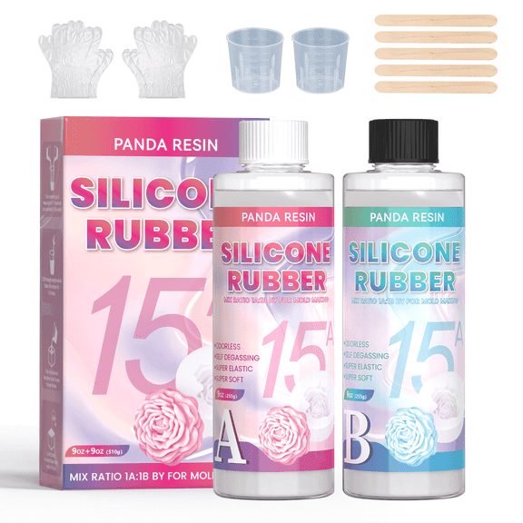 Panda Resin 18 oz Silicone Mold Making Kit, Translucent Fast Cure Liquid Rubber for Resin Soap Candle DIY Molds
