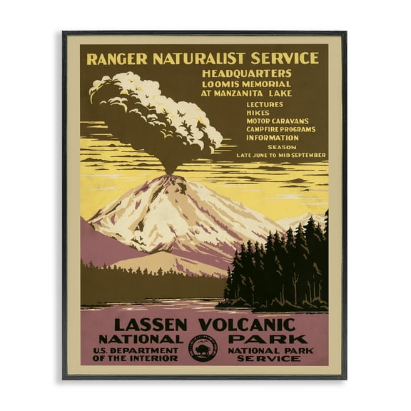 Stupell Industries Vintage National Park Landscape Painting Black Framed Art Print Wall Art, 11 x 14