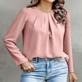 thumbnail image 2 of Bovemsi Women's Long Sleeve Tops Round Neck Wrinkled Casual Outgoing Shirt Top Long Sleeve Blouse, 2 of 5