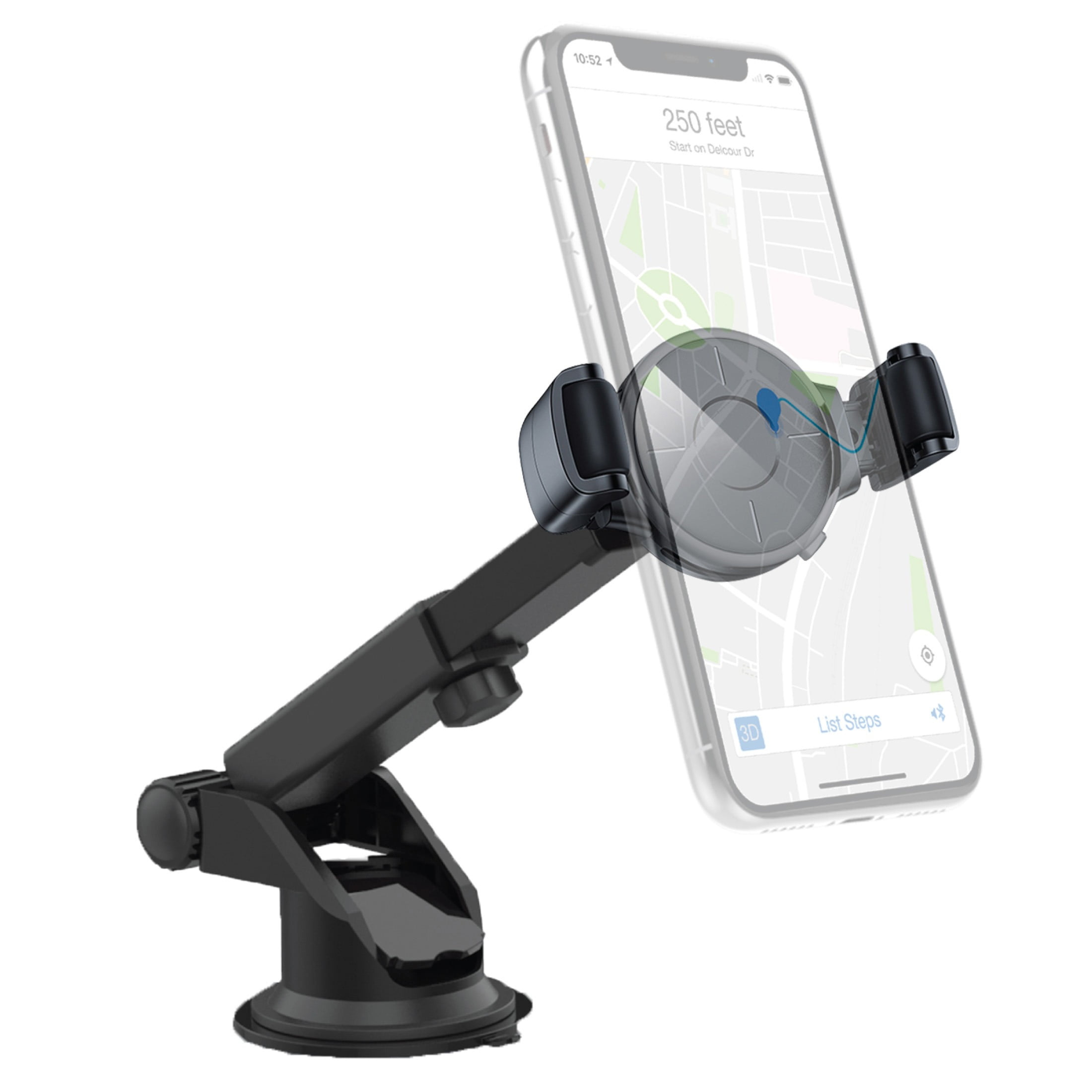 Premier Extendable Arm Roller Grip Phone Holder Mount for Car Windows and Dashboards