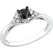 Miabella 1/2 Carat T.W. Round Diamond Engagement Ring in Sterling Silver