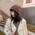 thumbnail image 2 of SikaFu Korean Version Of Big Head Ear Protection Sheep Camel Hair Curled Knit Hat For Women In Autumn And Winter, Versatile For Showing Face, Small Pile Of Yarn Hat, Cold Hat, 2 of 8