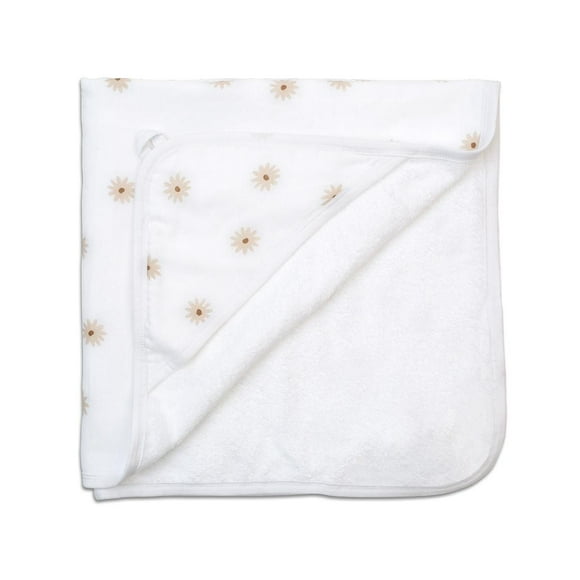 Lulujo - Newborn, Baby, Toddler - Hooded Towel - Cotton Muslin and Terry Cloth - Daisies
