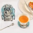 thumbnail image 5 of Haosy Set of 6 Drink Woven Coaster with Holder Heat Resistant Non-Slip Bar Coasters 4 Inches Dog Diver in Sea, 5 of 7